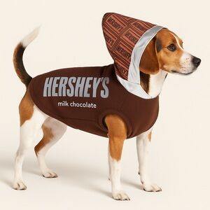 Hershey’s Chocolate Bar Dog Hoodie Costume Brown Silver M | Licensed Pet Apparel
